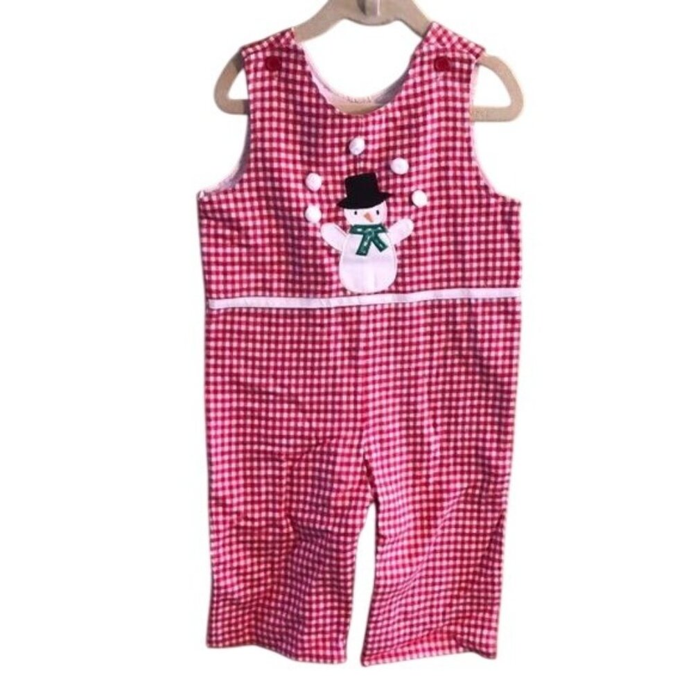 NWT Kids Funtasia! Too Jumper 24M - Red & White Check with Snowman Appliqué